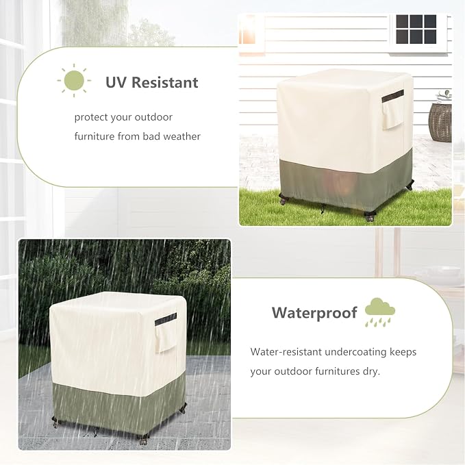 Outdoor Ottoman Cover 22 W x 22 D x 18 H inches, 600D Heavy Duty Waterproof - Image 6