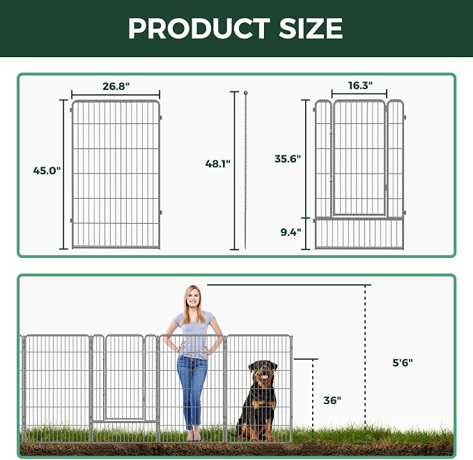 FXW Garden Fence Outdoor for The Yard – 45in x 18.2ft Heavy Duty Metal Animal - Image 2