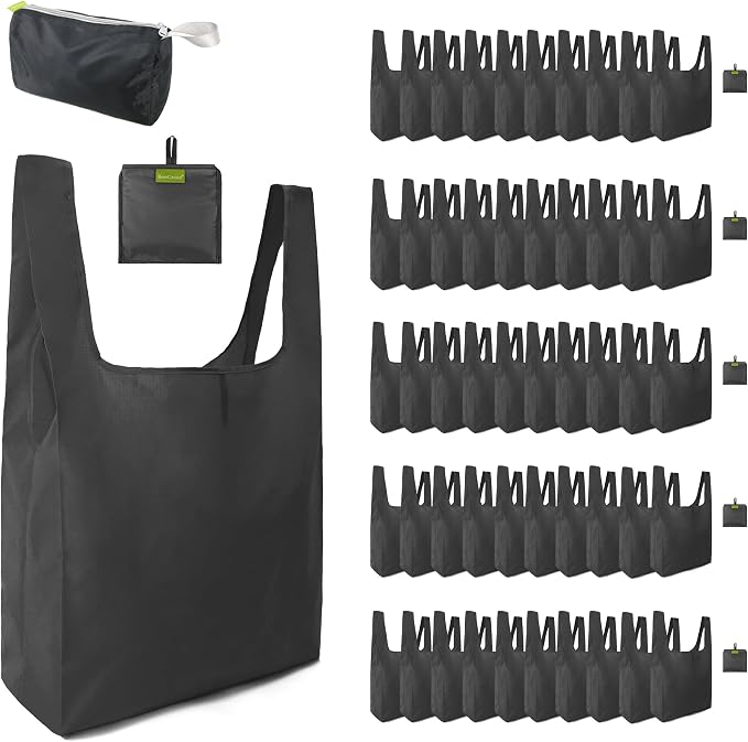 BeeGreen Black Reusable Grocery Bags Wholesale Dark Reusable Kitchen Bags Bulk by BeeGreen