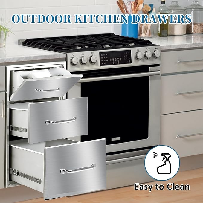 Outdoor Kitchen Drawers with Paper Towel Holder 17"Wx30"Hx20"D Flush Mount - Image 5