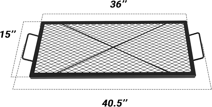 onlyfire X-Marks Fire Pit Cooking Grate, Portable Rectangle Campfire Grill Grate - Image 2