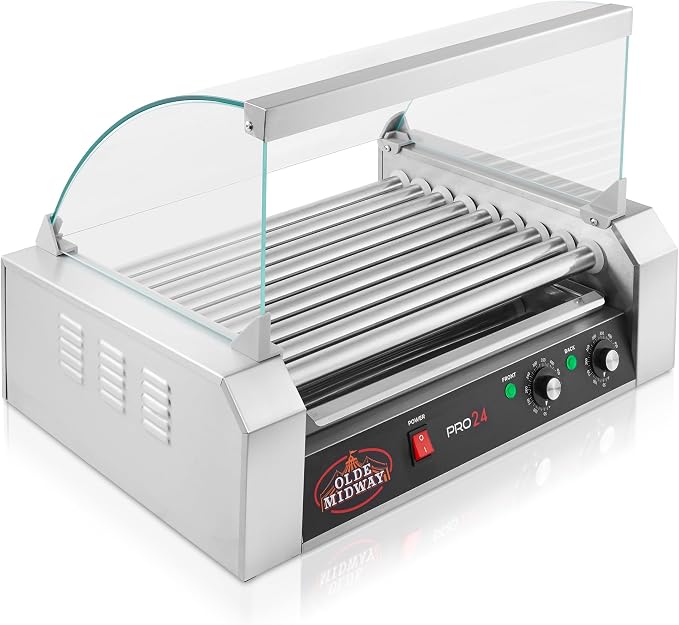 Olde Midway Electric 24 Hot Dog 9 Roller Grill Cooker Machine - Image 2