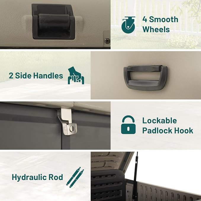 Domi 260 Gallon Outdoor Storage Box – Waterproof, UV-Resistant Deck Box - Image 9