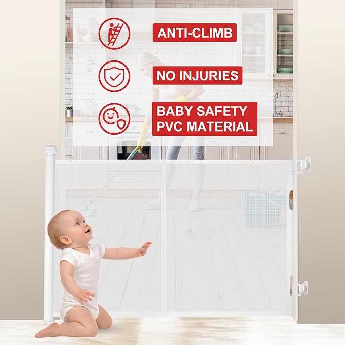 71 inches Extra Wide Retractable Baby Gate, 34 inches Tall Pet Gate - Image 3
