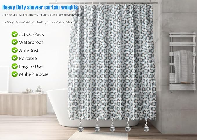 8 Pack Shower Curtain Weights, Prevent Curtain Liner from Blowing Around - Image 3