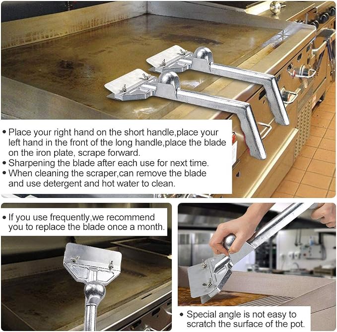 Grill Scrapers, Heavy Duty Casting Aluminum Commercial Griddle Scraper - Image 3