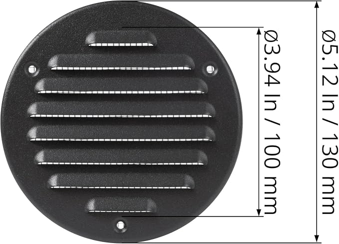 Square Ventilation Grille / 5" Inch Inside Measurement/Black Metal Air Vent - Image 7