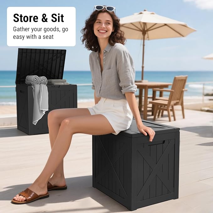 Mars Villa 31 Gallon Barn Style Deck Box, Outdoor Storage Box Waterproof - Image 8