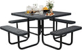 46'' Square Metal Picnic Table for Outdoors, Commercial Steel Metal Picnic by MakeaGoodChoose