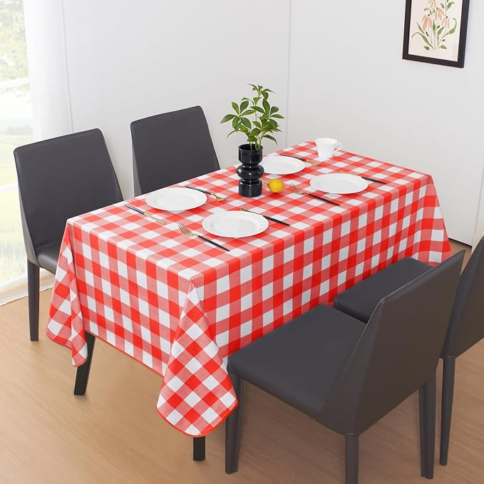 MOSAYT Rectangle Vinyl Tablecloth, 100% Waterproof Buffalo Gingham Plastic - Image 6