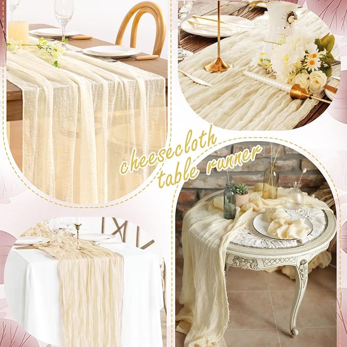 8 Packs Cheesecloth Table Runner 10FT Long Boho Gauze Fabric Table Runner - Image 6