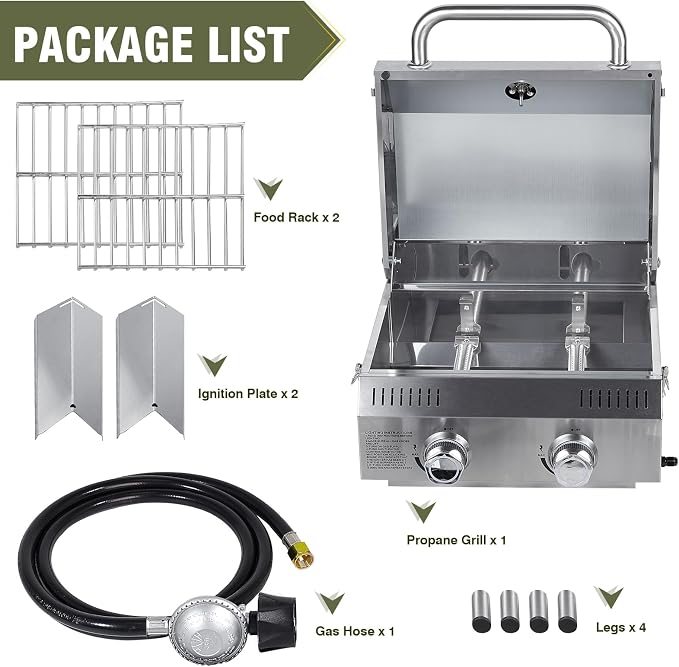Bestfire Tabletop Gas Grill 2 Burners, 000 BTUs Stainless Steel Portable - Image 3