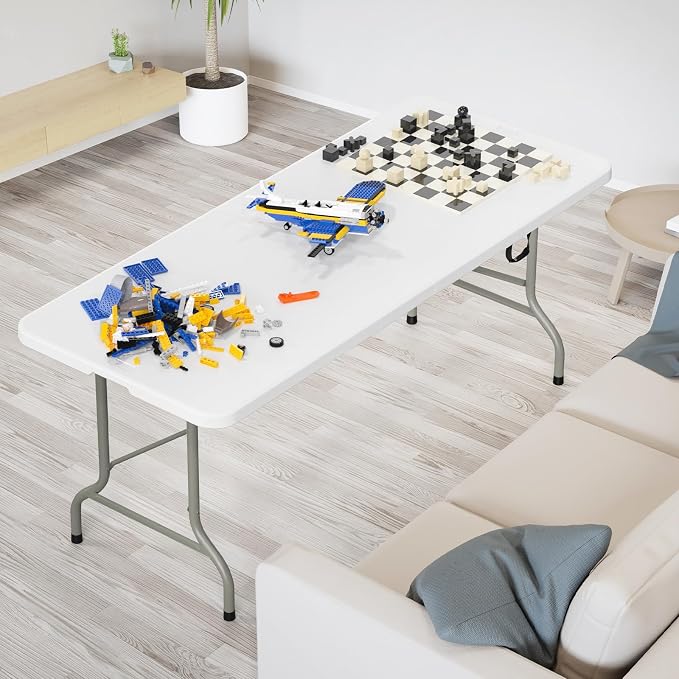VINGLI 8 Foot Plastic Folding Table Portable Long Table - Image 7