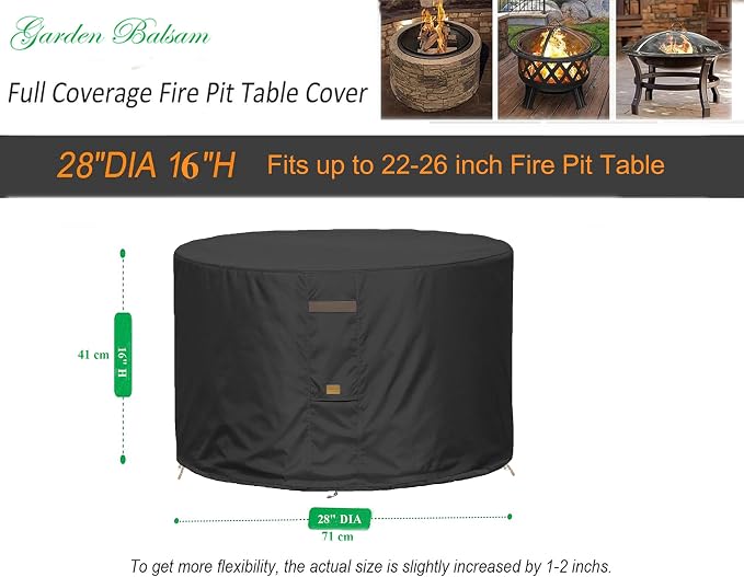 Fire Pit Cover 600D Heavy Duty Waterproof Fabric - Image 2