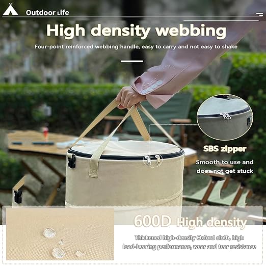 Pop up Camping Trash can with lid, Collapsible 24 Gallons Trash can with - Image 3
