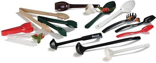 Tongs, 9-Inch Beige Plastic Salad Tongs, Pack of 12
