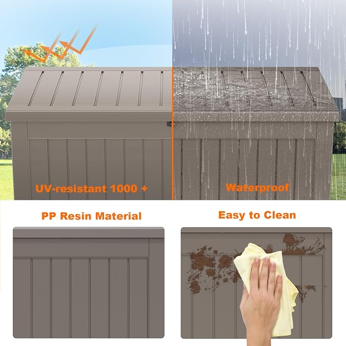 280 Gallon Large Deck Box, Resin Outdoor Storage Box - Image 7