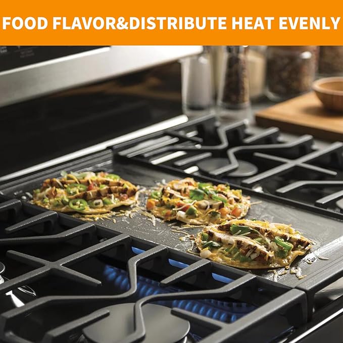 Griddle Plate Replacement, Enamel Cast Iron, 19.5 x 9 Inch Center Insert