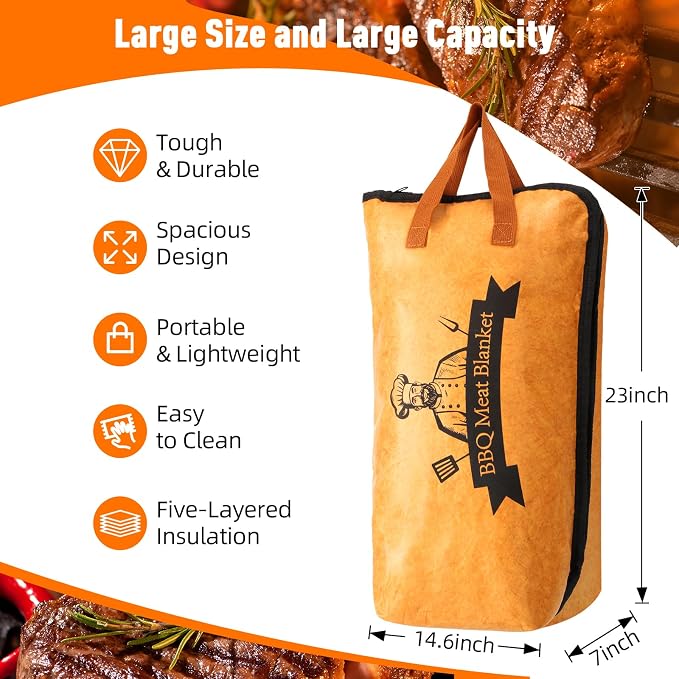 BBQ Blanket for Resting Meat, Reusable Smoker Grilling Meat Insulated Resting - Image 2