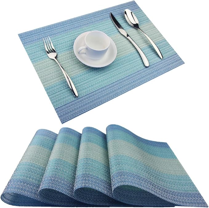 Vinyl Placemats, Washable Table Mats Easy to Clean Woven Placemats by PandaPalm