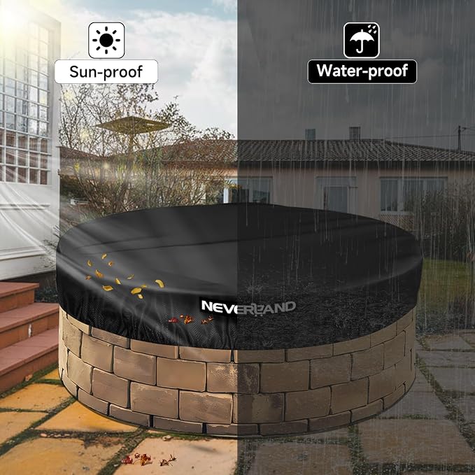 NEVERLAND Round Fire Pit Cover for In-Ground Fire Pits, 46-51 Inch Heavy Duty - Image 7
