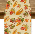 Fall Table Runner, Autumn Orange Yellow Maple Leaves Rustic Thanksgiving by JanJCurt