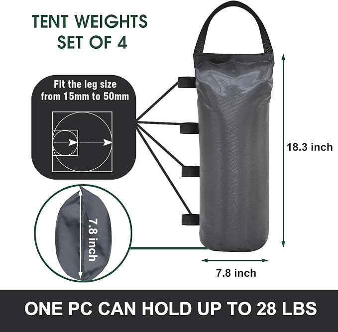 Eurmax USA Weight Capacity 112 LBS Extra Large Pop up Gazebo Weights Sand Bags - Image 2