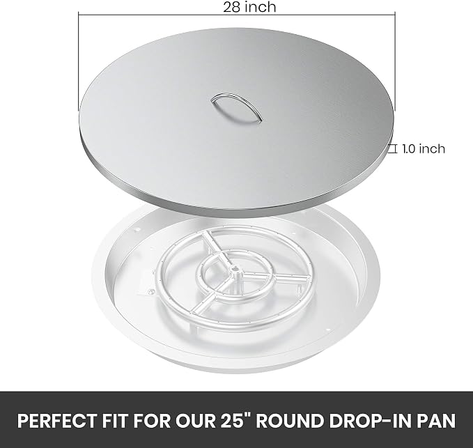 Stanbroil 28" Stainless Steel Fire Pit Cover Fits 25" Inch Round Drop-in Fire - Image 2