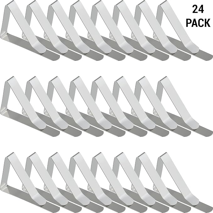 IFAMIO 24 Pack Stainless Steel Tablecloth Clips Metal Table Cover Holder Clamps - Image 2