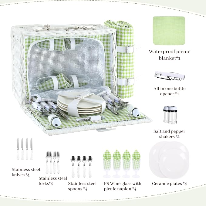 Neti Neti Wicker Picnic Basket for 4 - Image 7