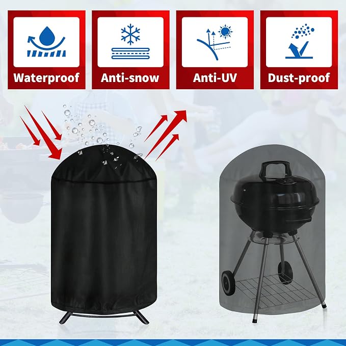 iCOVER Round Grill Cover, Waterproof Charcoal Kettle Grill Cover, UV Resistant - Image 5