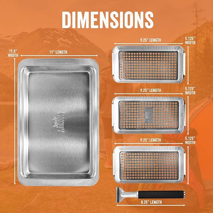 Yukon Glory BBQ Vegetable Grill Basket Set, Stainless Steel, 3 Baskets - Image 4