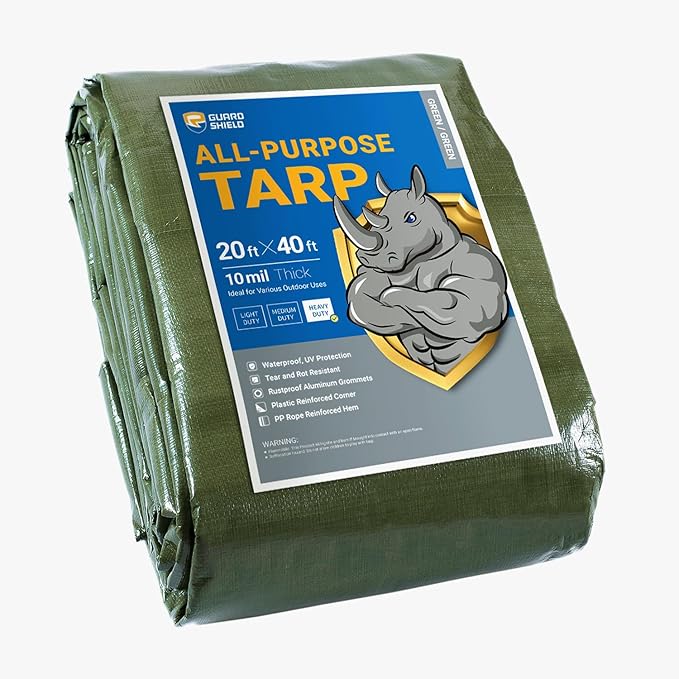 GUARD SHIELD Heavy Duty Tarp 20x40 Feet Green Multi Purpose Thick Waterproof by GUARDSHIELD