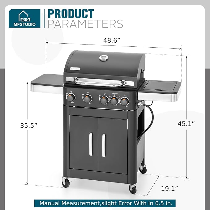MFSTUDIO 4 Burners Propane Gas Grill and Griddle Combo - Image 6