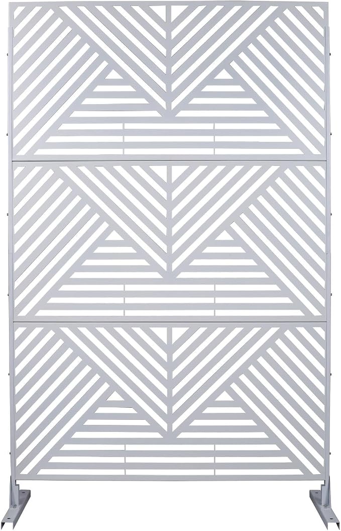 Outdoor Privacy Screen with Geometric Design – Metal Decorative Panel, - Image 6