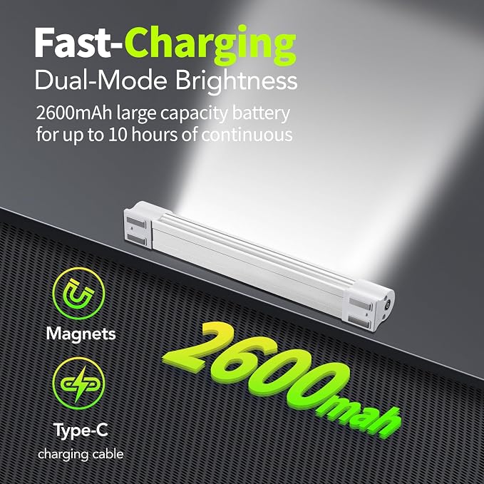 LETOUR LED Tube Magnetic Light Bar Work Lights 2000 Lumens 2600mAh 5 Lighting - Image 2