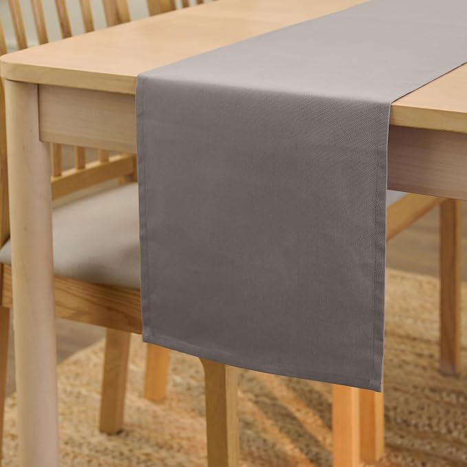 Encasa XO Table Runner 13"x59" Long | Cotton Canvas Fabric | Grey Solid Color | by EncasaXO