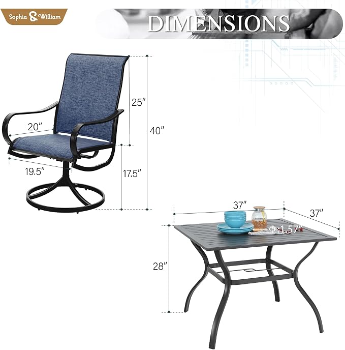 Sophia & William Outdoor Dining Set Patio Dining Set - Image 7