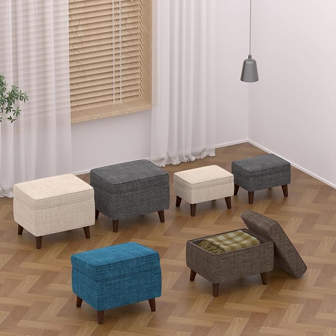 Storage Ottomans with Adjustable Cover, Soft Step Stool, Footrest and Seat - Image 5