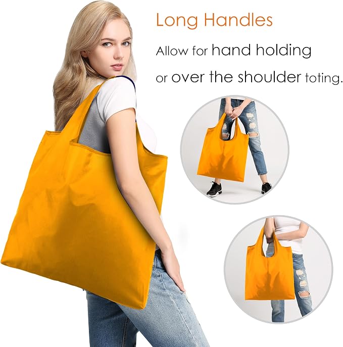 BeeGreen Yellow Reusable Grocery Bags Light Orange Shopping Bags Bulk 50LBS - Image 6