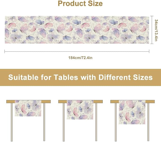 Watercolor Butterfly Table Runner - Image 7