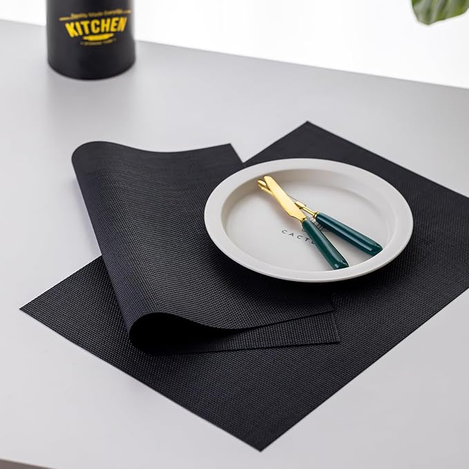 LEXMORE Placemats Set of 6 Vinyl/Plastic Woven Place Mats - Image 6