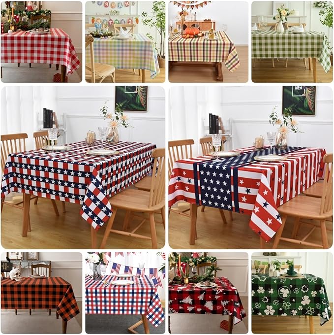 Red Gingham Plaid Christmas Tree Tablecloth - Image 6