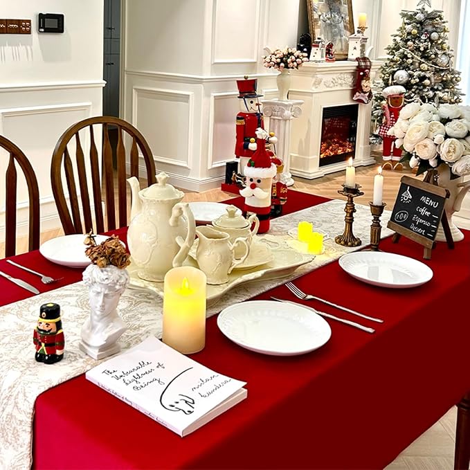 Rectangle Christmas Tablecloth, Waterproof Washable Luxurious Wool Velvet Table - Image 3