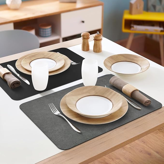 PU Leather Placemats Set of 6 Table Mats Heat Resistant Kitchen Place Mats - Image 6
