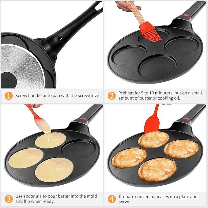 Pancake Pan Nonstick-Suitable for All Stovetops & Induction Cooker, 10.5 Inch - Image 3