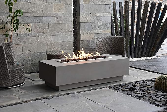 Elementi | Granville Gas Fire Pit Cast Concrete 60" Rectangular Fire Table - Image 5