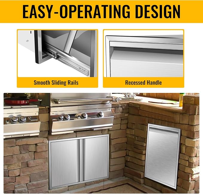 Outdoor Kitchen Drawers, Flush Mount Triple Access BBQ Drawers - Image 7