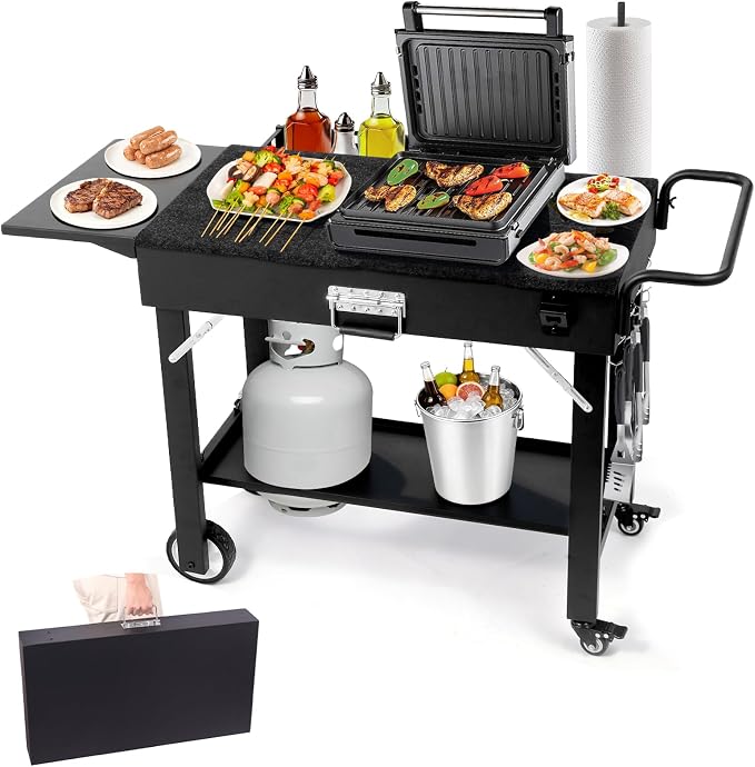 Foldable Grill Cart for Blackstone Griddle, Portable Outdoor Griddle Stand for by MeanYeah
