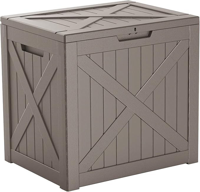 32 GallonOutdoor Storage Box, Resin Deck Boxes Waterproof, IndoorOutdoor Bin by GGYI